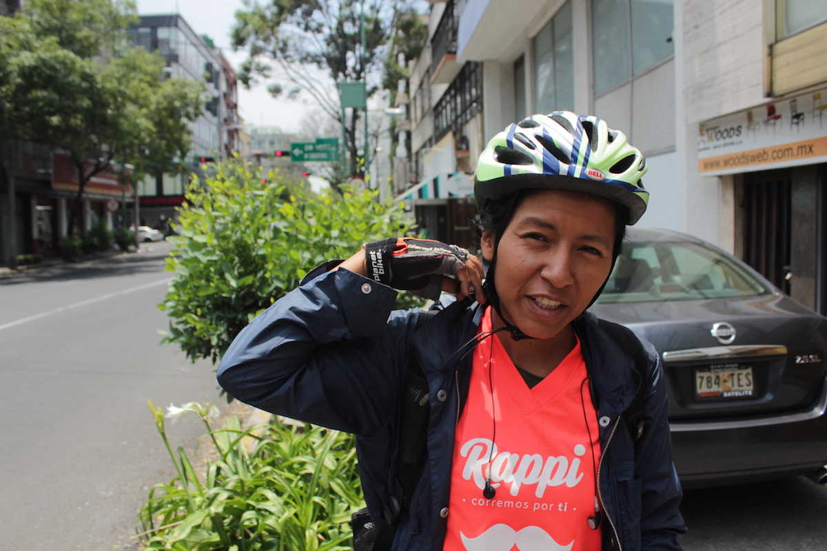 Mitzi Rodríguez has been a "Rappitendero" for two months and works to bring Mexico City residents groceries 36 hours a week. Photo: The News/Caitlin Donohue