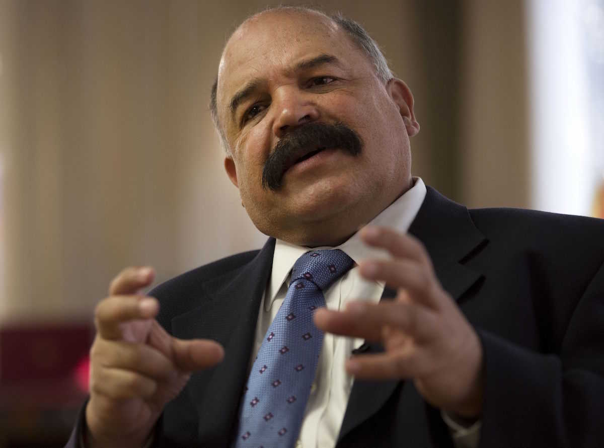 Venezuela’s Central Bank Chairman Nelson José Merentes gives an interview at his office in Caracas, Venezuela, Monday. Photo: AP/Ariana Cubillos