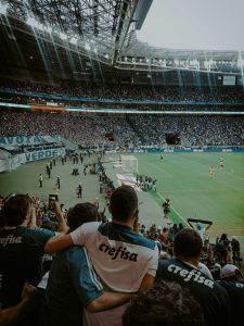 Aficionados en partido de futbol Aficionados en partido de futbol